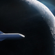 Artist’s depiction of the BFR spacecraft encircling the Moon.